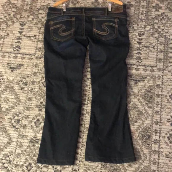 Silver Camden Rose Bell Denim Jeans Dark Blue Stretch Womens Size 36 x 31