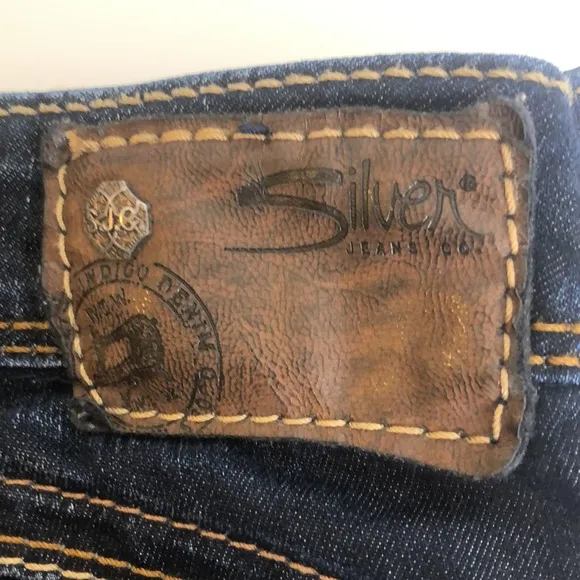 Silver Camden Rose Bell Denim Jeans Dark Blue Stretch Womens Size 36 x 31