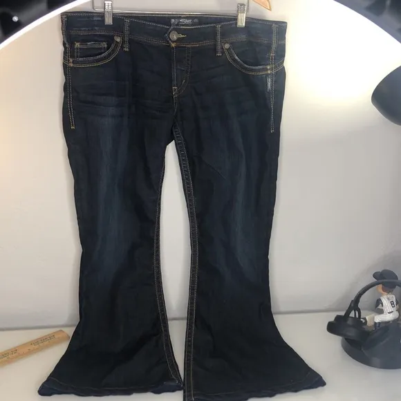 Silver Camden Rose Bell Denim Jeans Dark Blue Stretch Womens Size 36 x 31