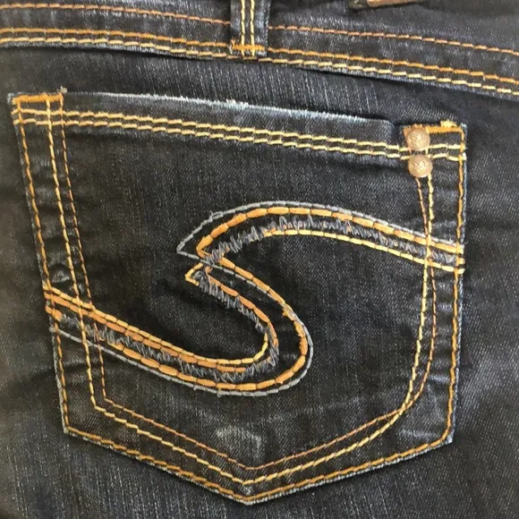 Silver Camden Rose Bell Denim Jeans Dark Blue Stretch Womens Size 36 x 31
