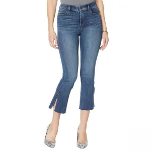 Skinnygirl Womens Plus Size High Rise Cropped Embellished Flare Jeans