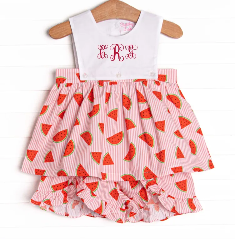 Sliced and Striped Ruffle Short Set, Pink