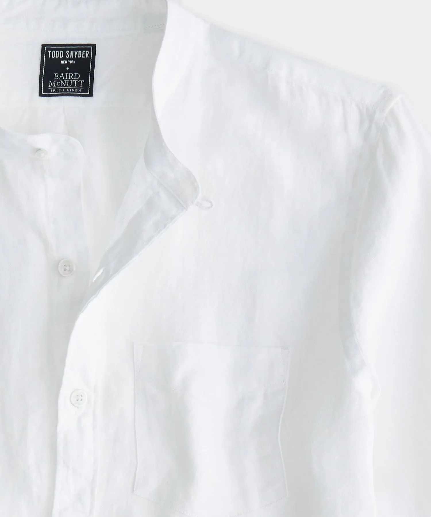 Slim Fit Sea Soft Irish Linen Band Collar Shirt