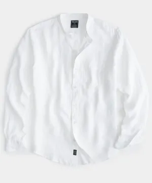 Slim Fit Sea Soft Irish Linen Band Collar Shirt