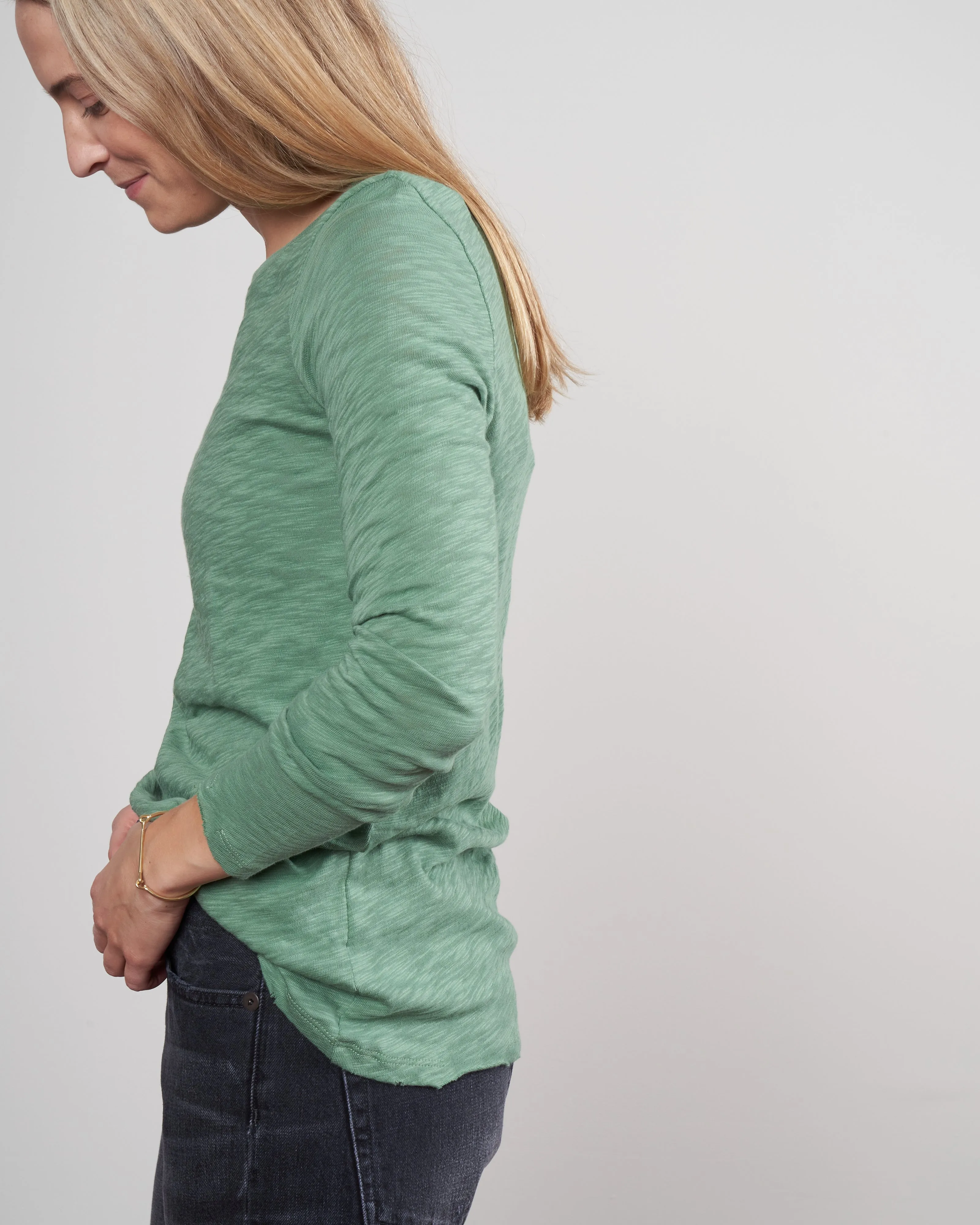 slub jersey destroyed crewneck - seaglass
