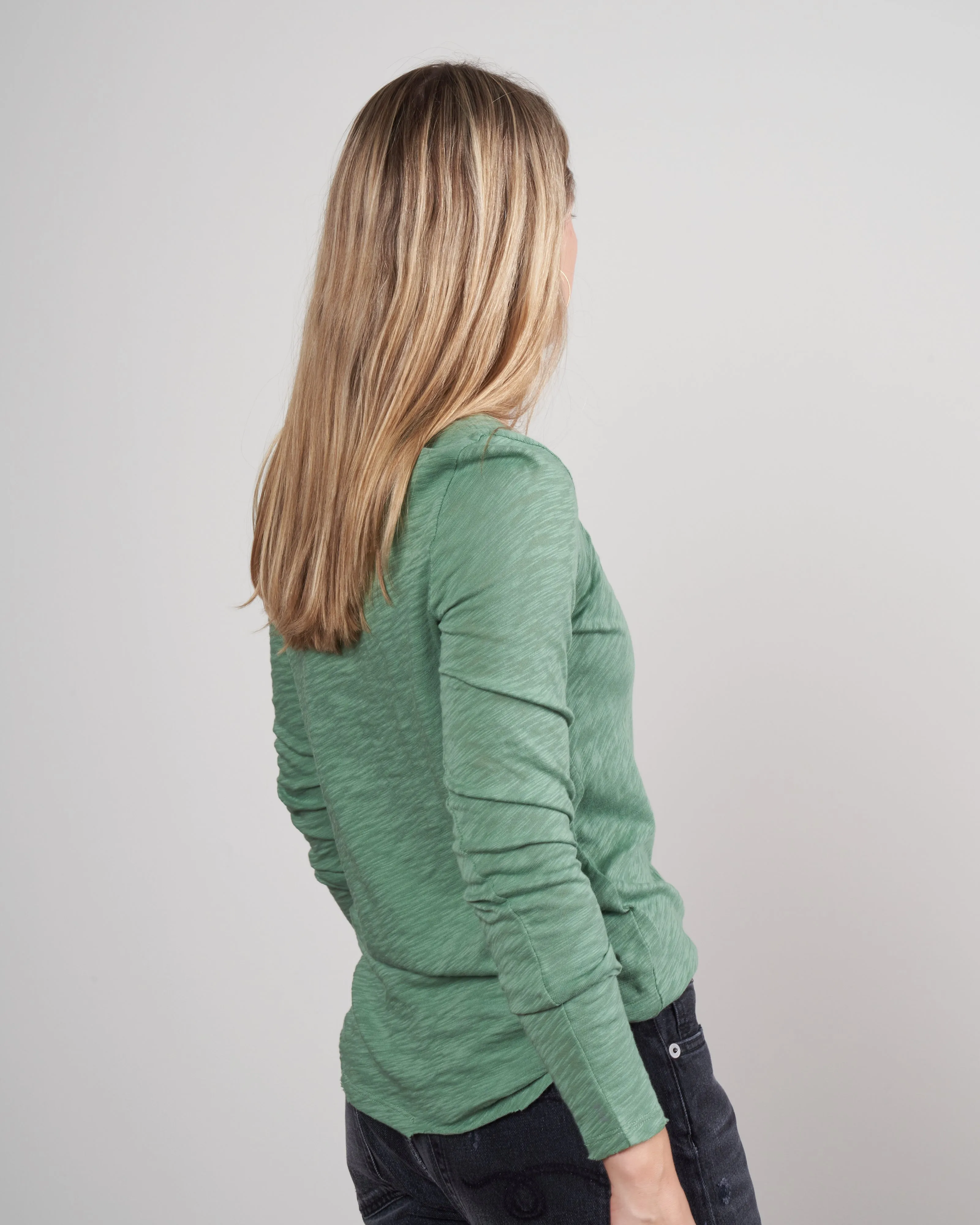 slub jersey destroyed crewneck - seaglass