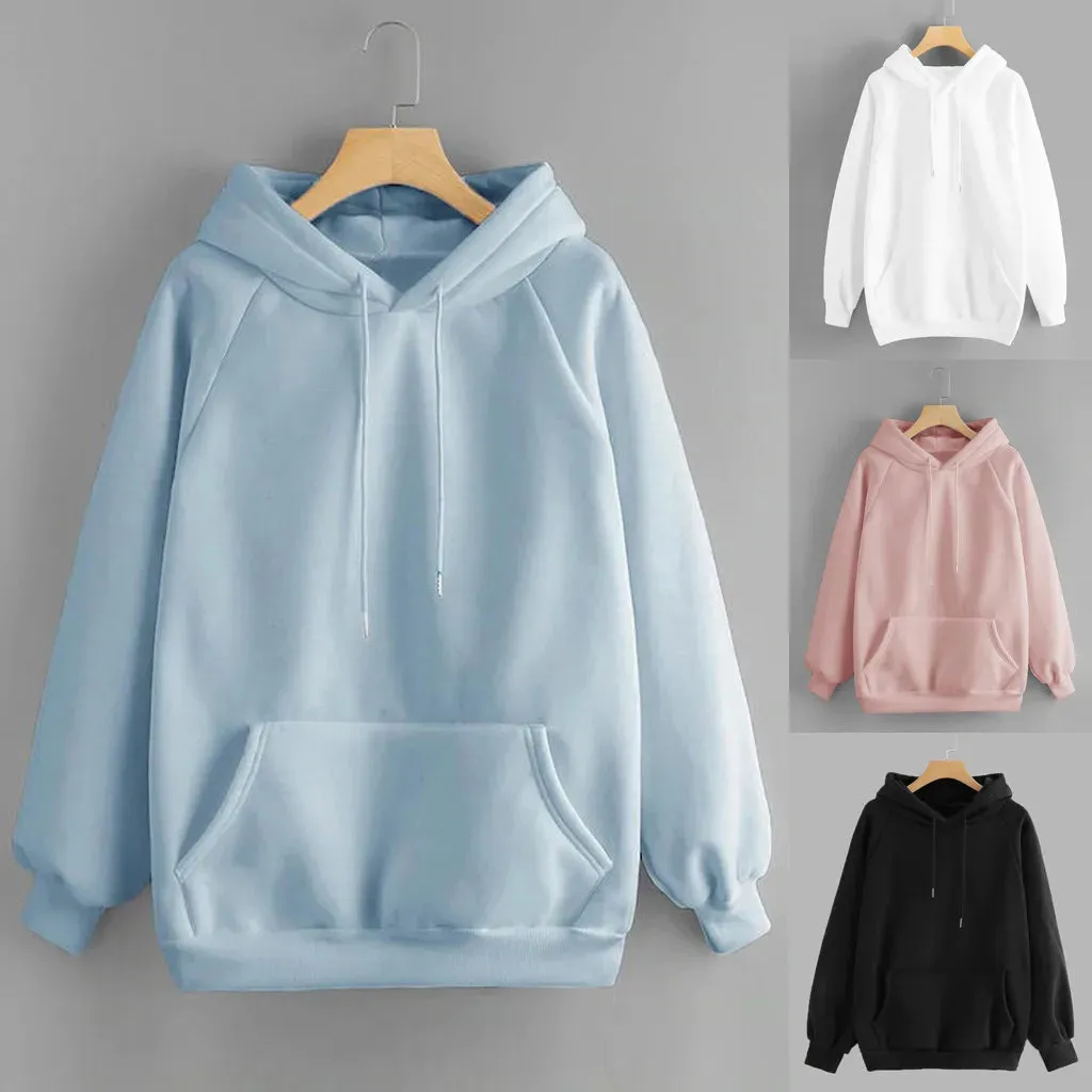 Solid Drop Shoulder Korean Hoodies
