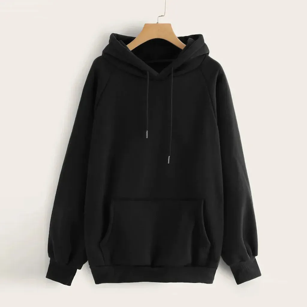 Solid Drop Shoulder Korean Hoodies
