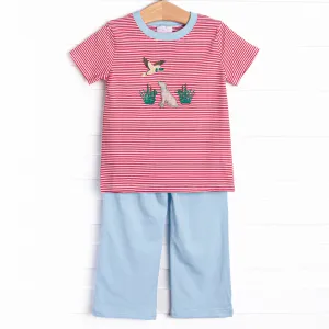 Southern Migration Applique Pant Set, Red