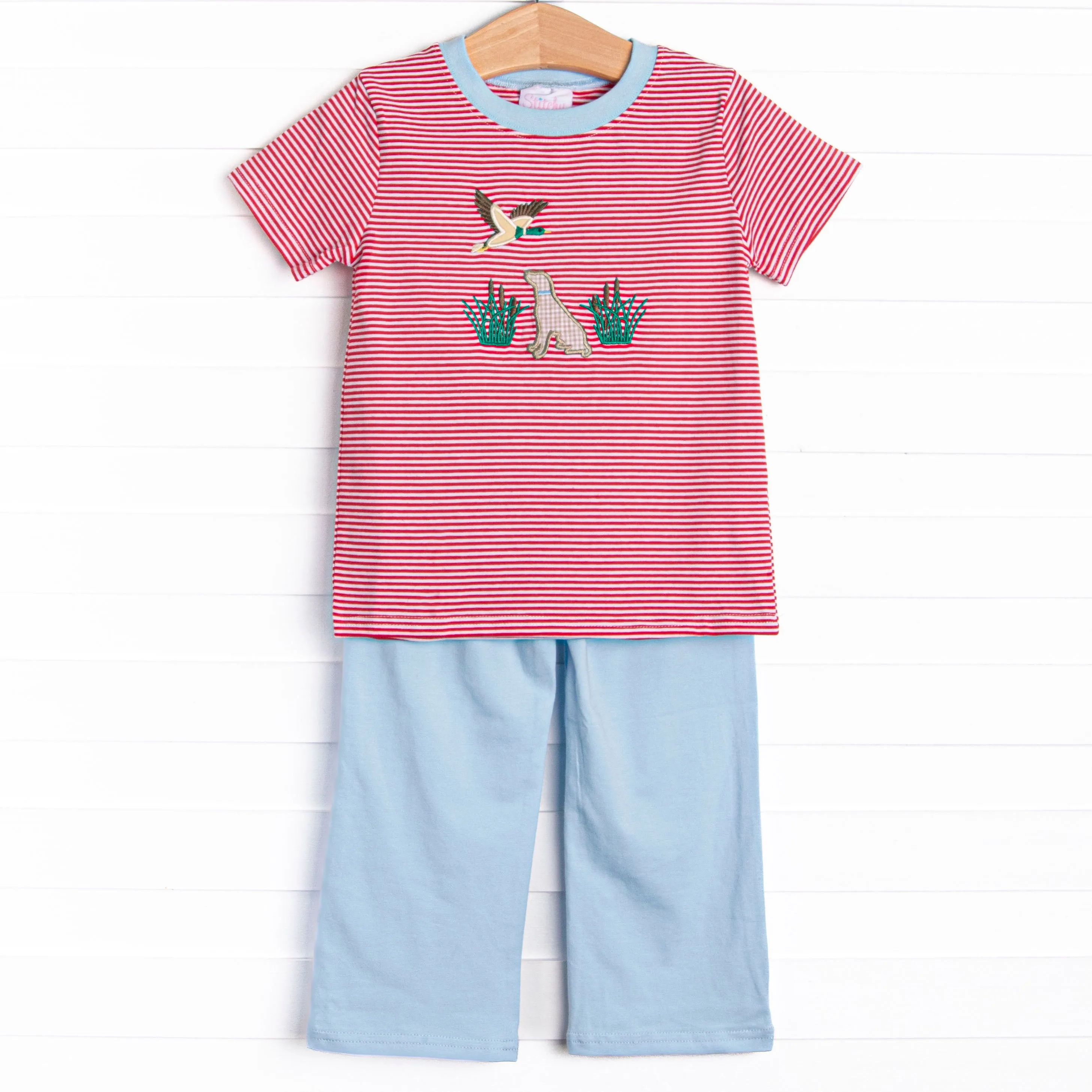 Southern Migration Applique Pant Set, Red