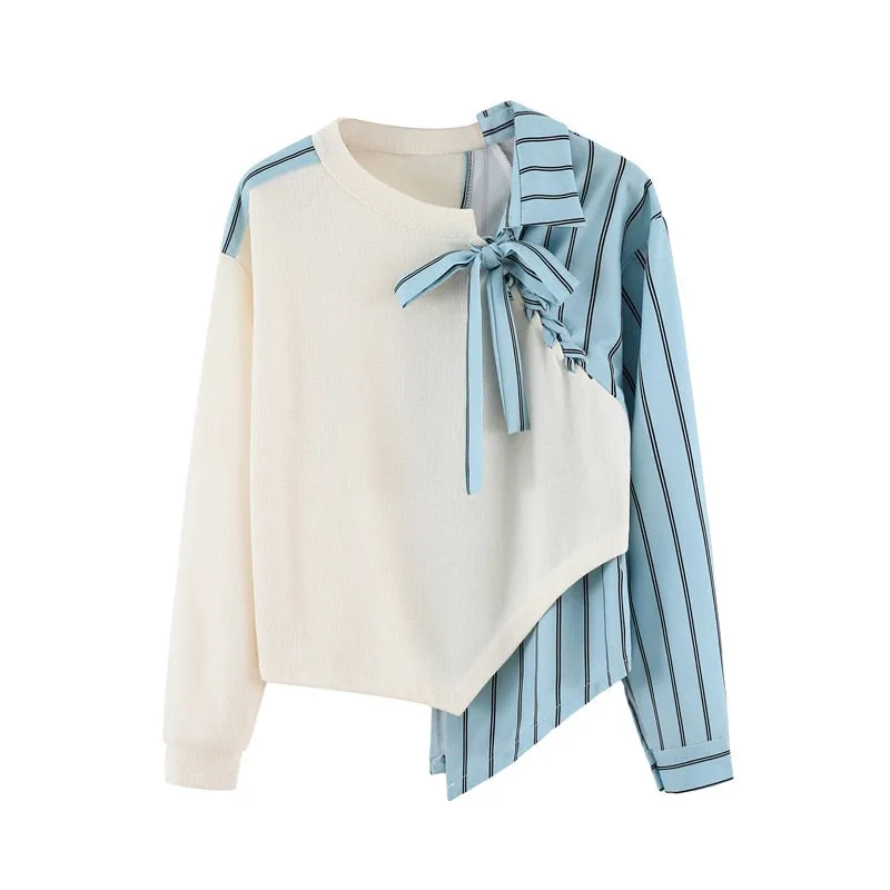 Splicing Irregular Loose Sweatshirt Women