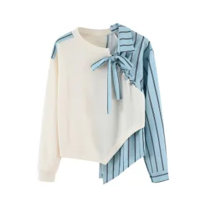 Splicing Irregular Loose Sweatshirt Women