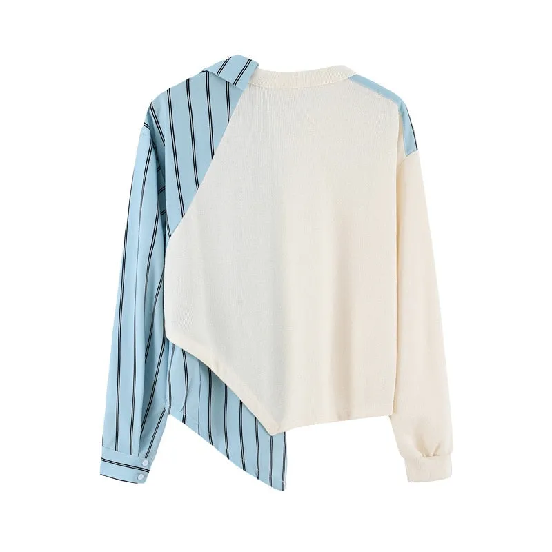 Splicing Irregular Loose Sweatshirt Women