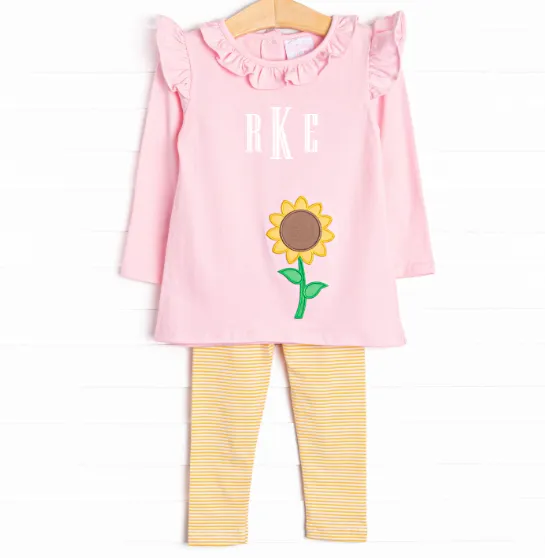 Stand Tall Stems Applique Legging Set, Yellow