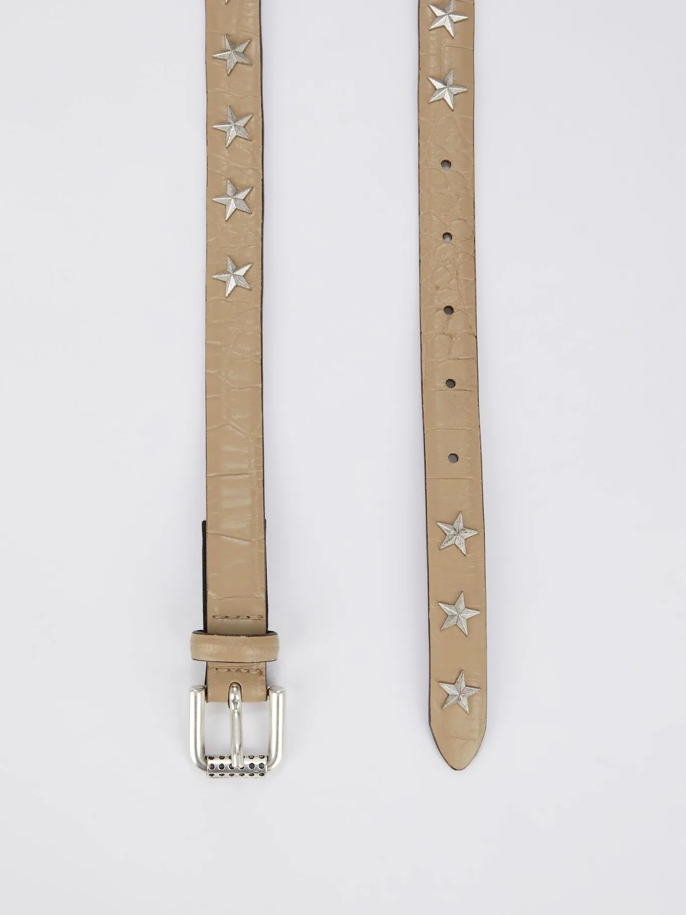 Star Embellished Crocodile Effect Belt