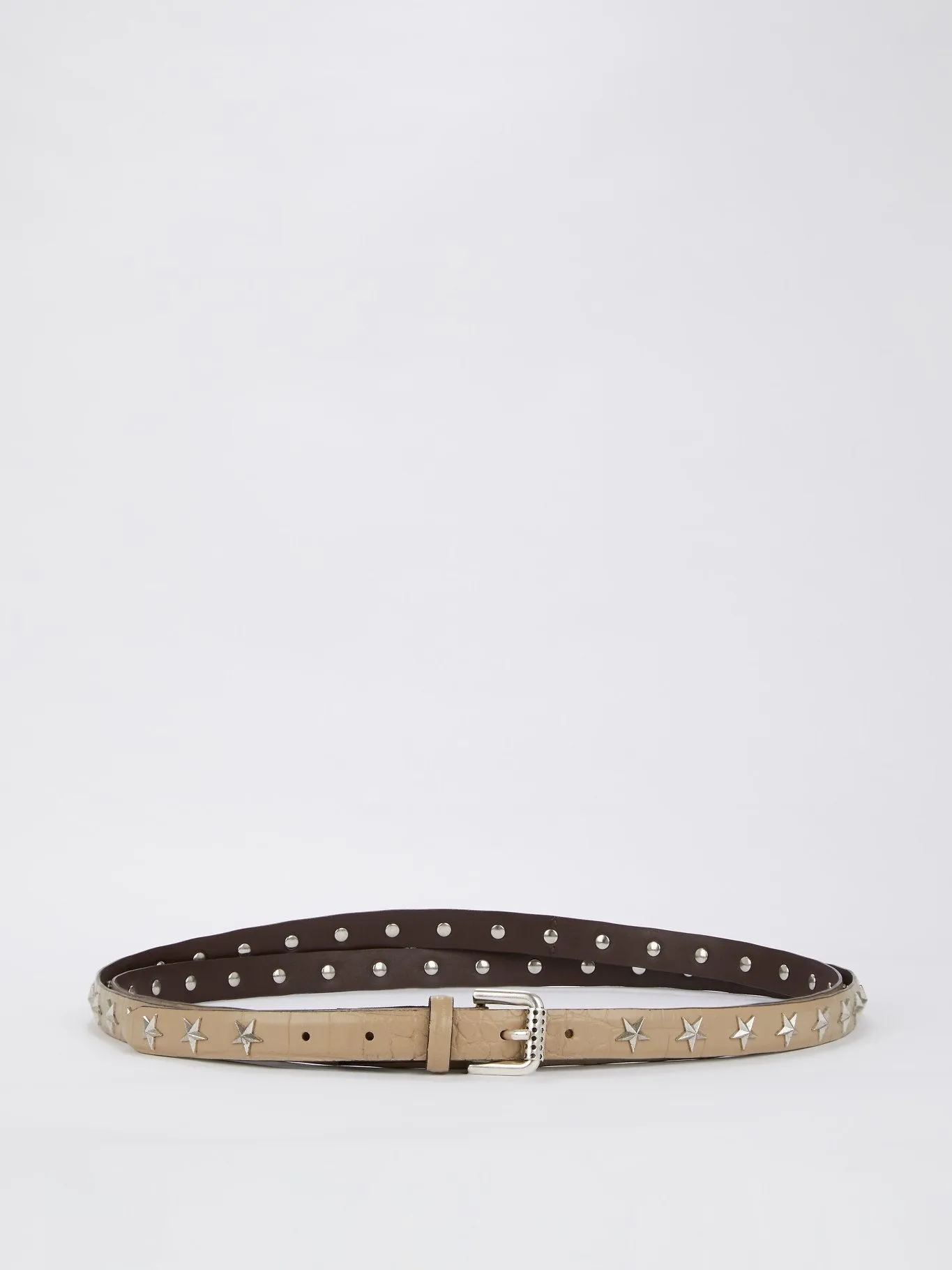 Star Embellished Crocodile Effect Belt