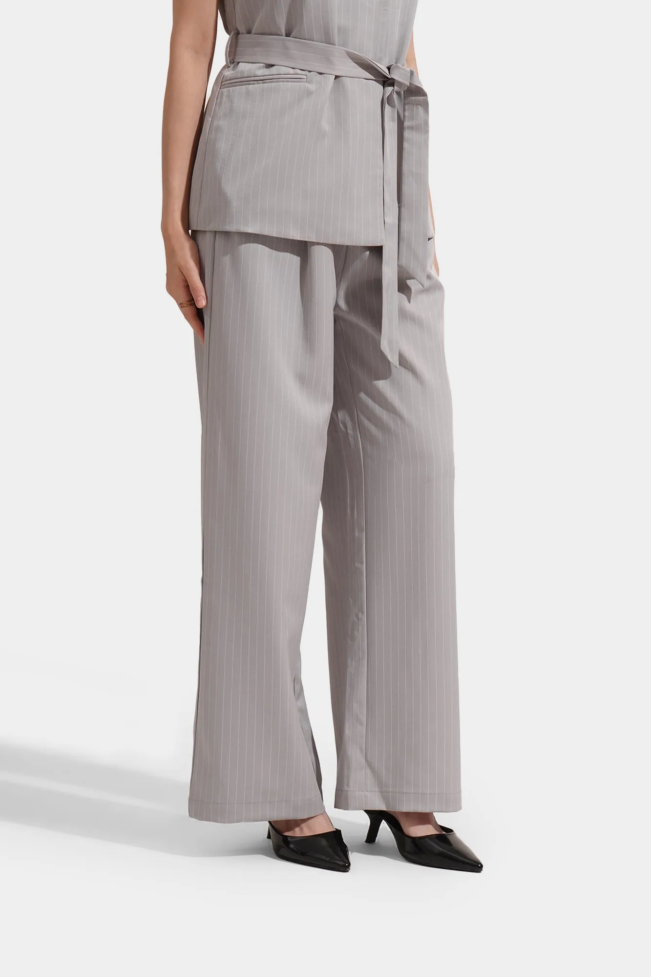 Straight Fit Pinstriped Trousers