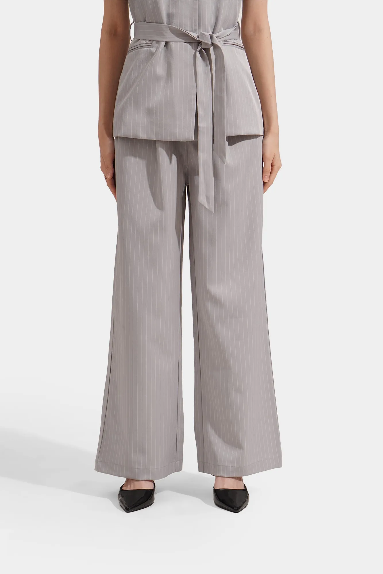 Straight Fit Pinstriped Trousers