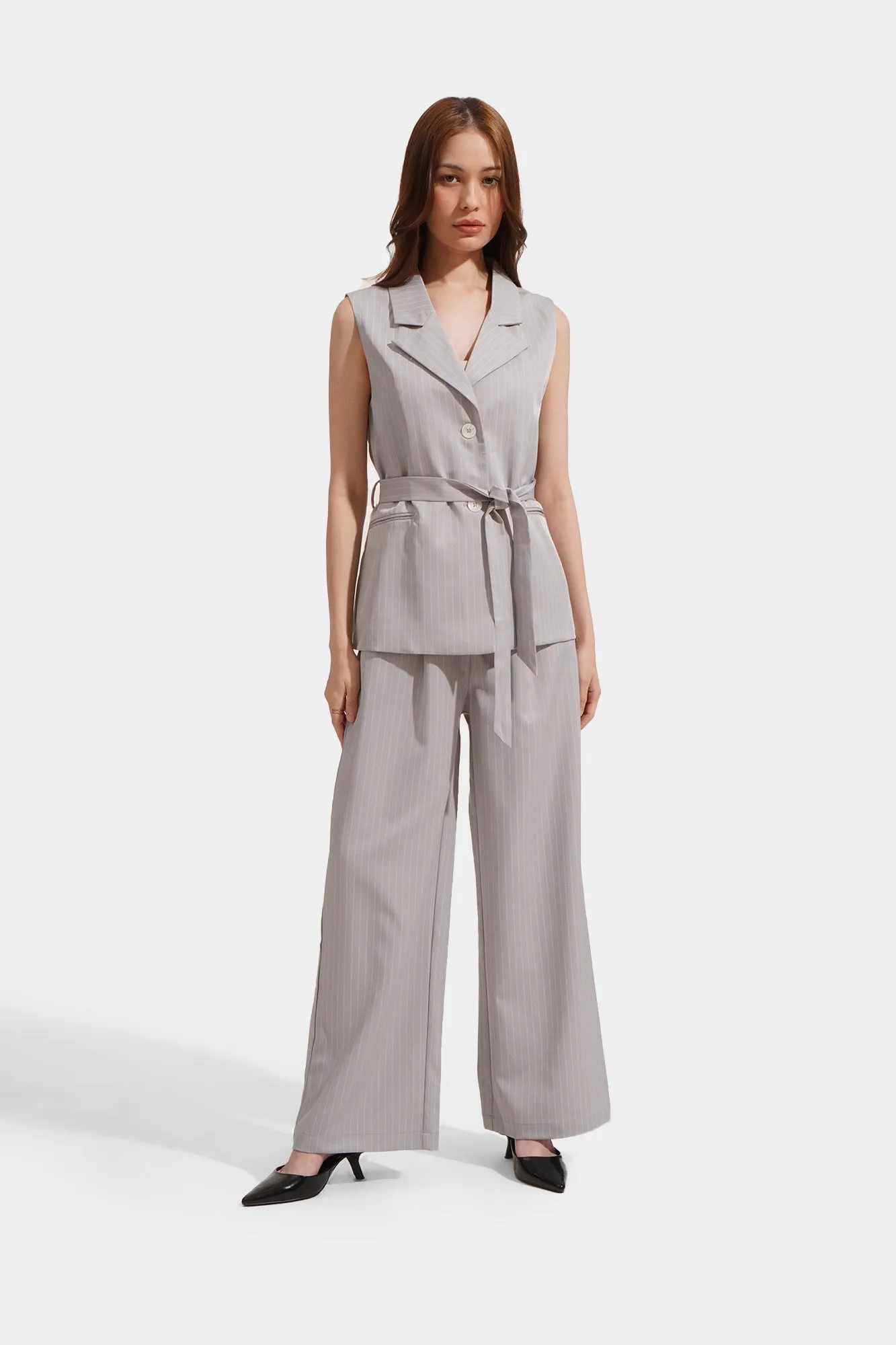 Straight Fit Pinstriped Trousers