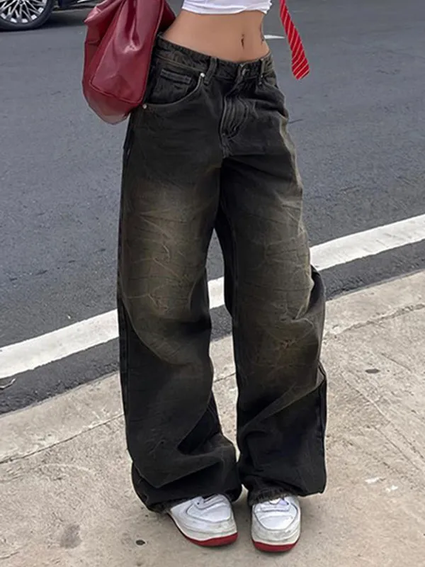 Street Texture Boyfriend Jeans mit Wasch Effekt