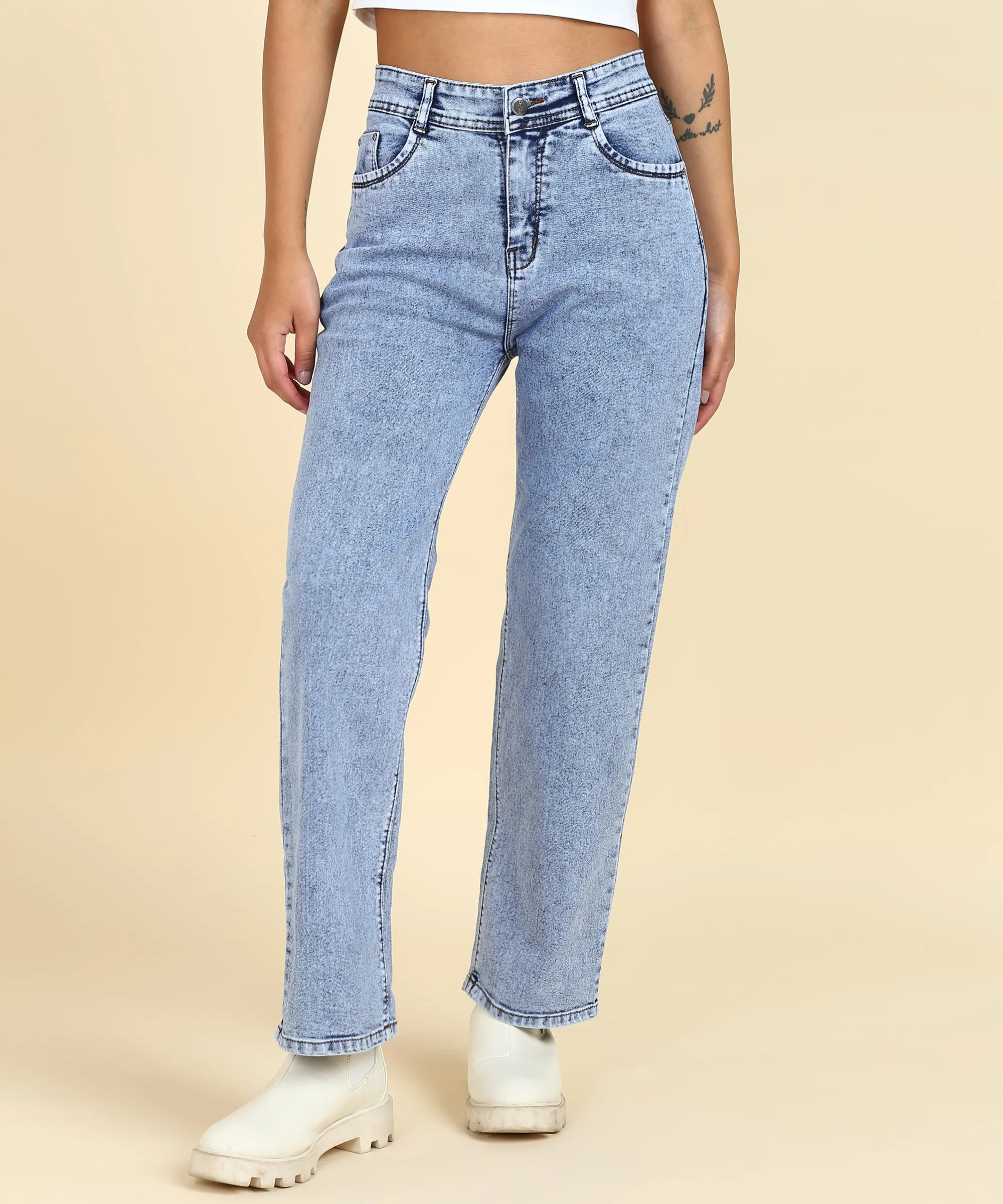 Stretchy Stride Stonewash Boyfriend Jeans