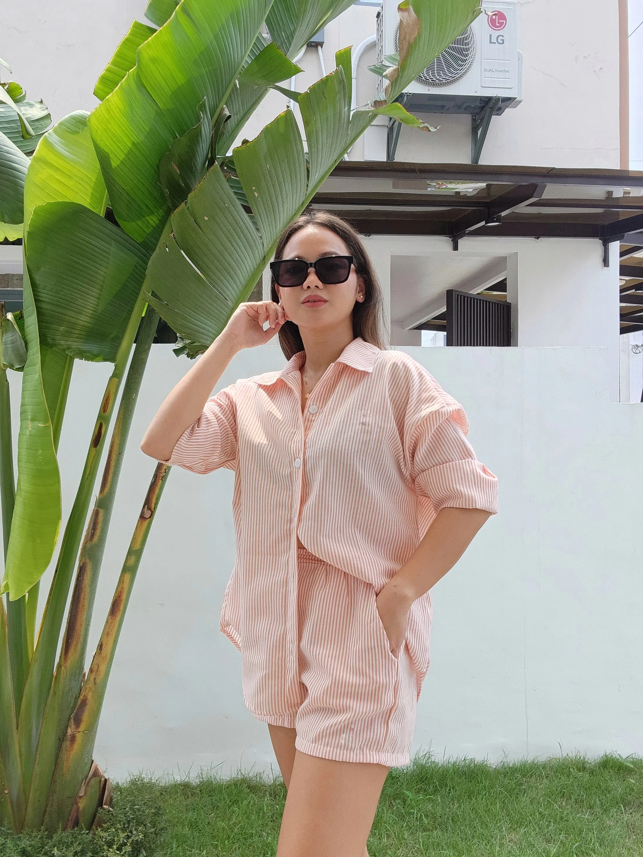 Striped Button Down Set (Plain)