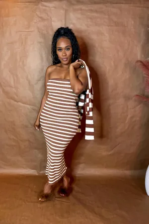 STRIPED CARDIGAN DRESS SET