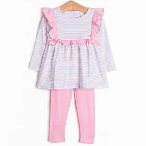 Striped Delight Legging Set, Pink