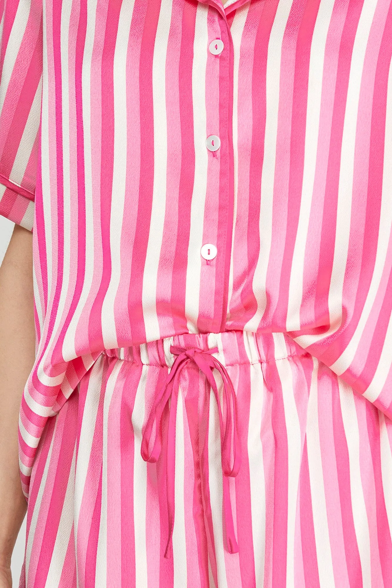 Striped Print Short Sleeve Pajama Set