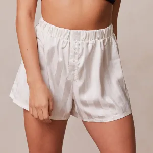 Striped Satin Short de Pyjama - Perle