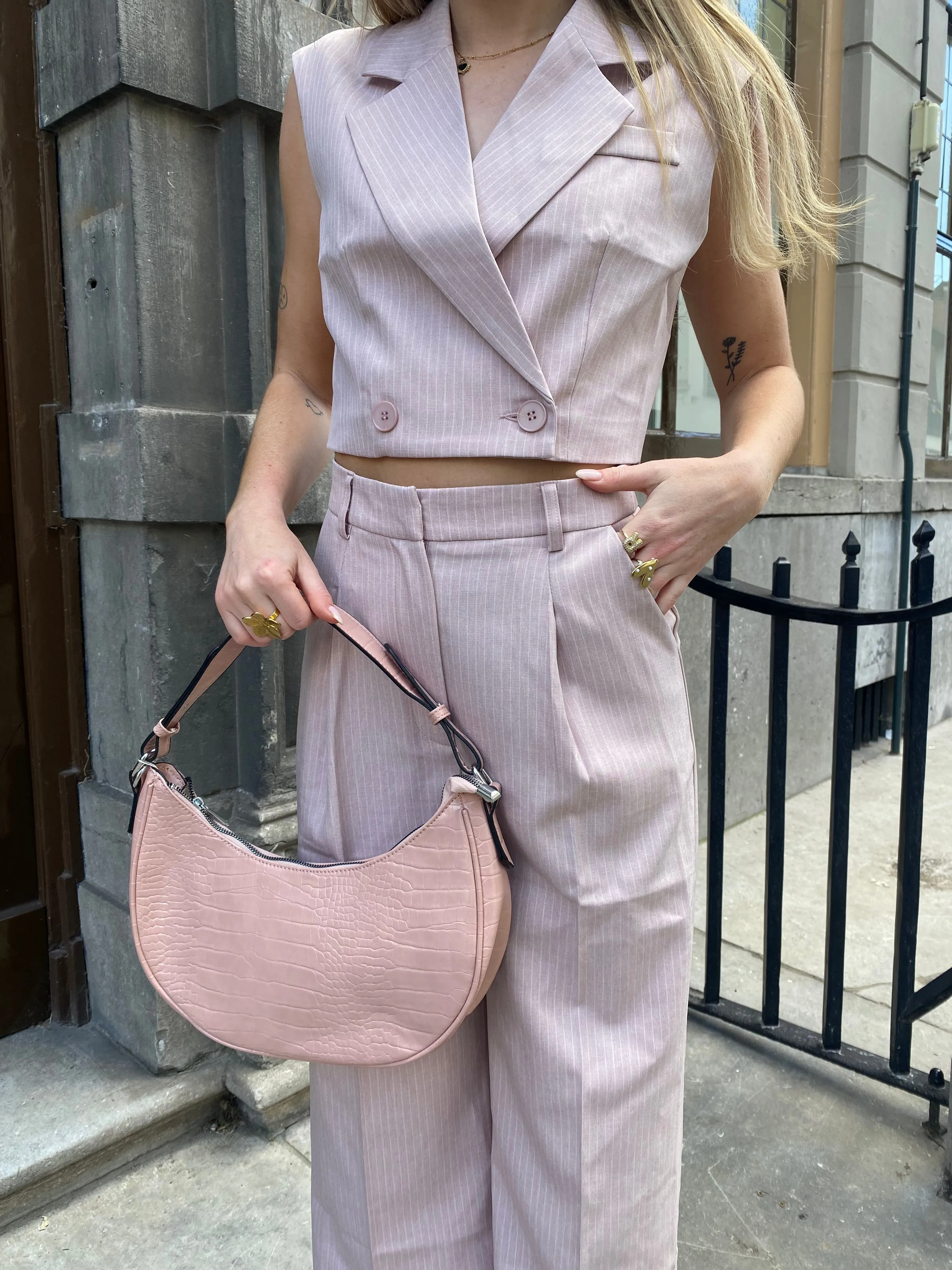 Striped suit pink