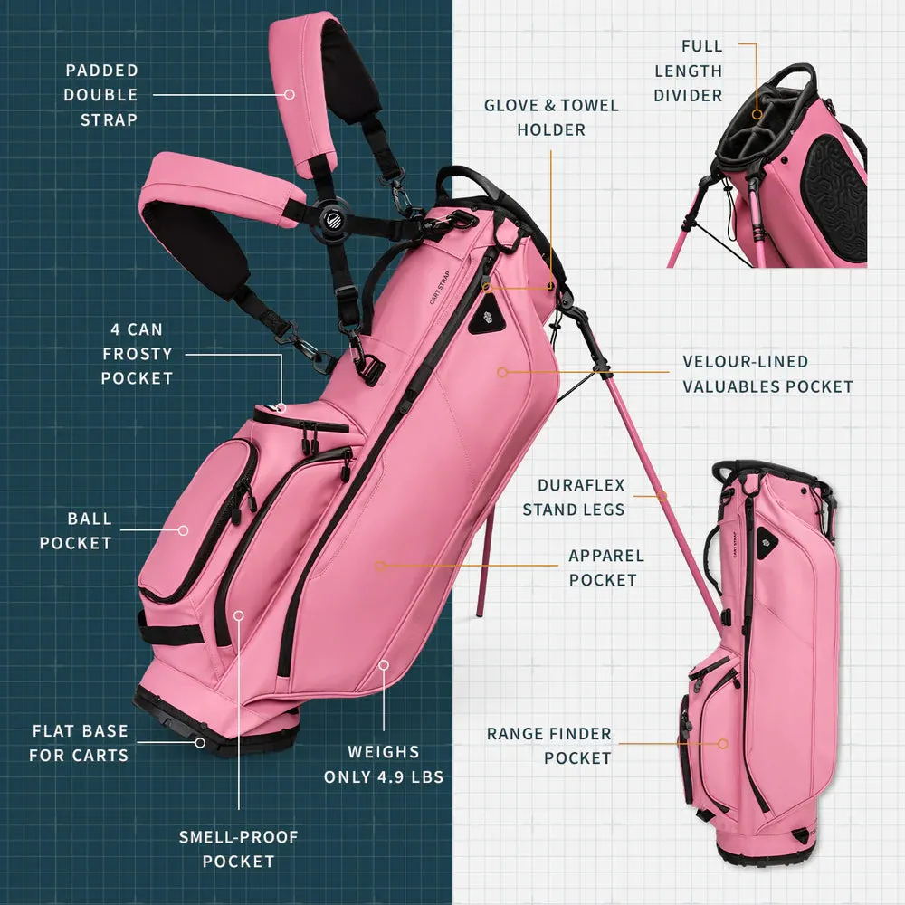 Sunday Golf Ryder Stand Bag S-Class Dusty Rose Leather (Bag Height 35")