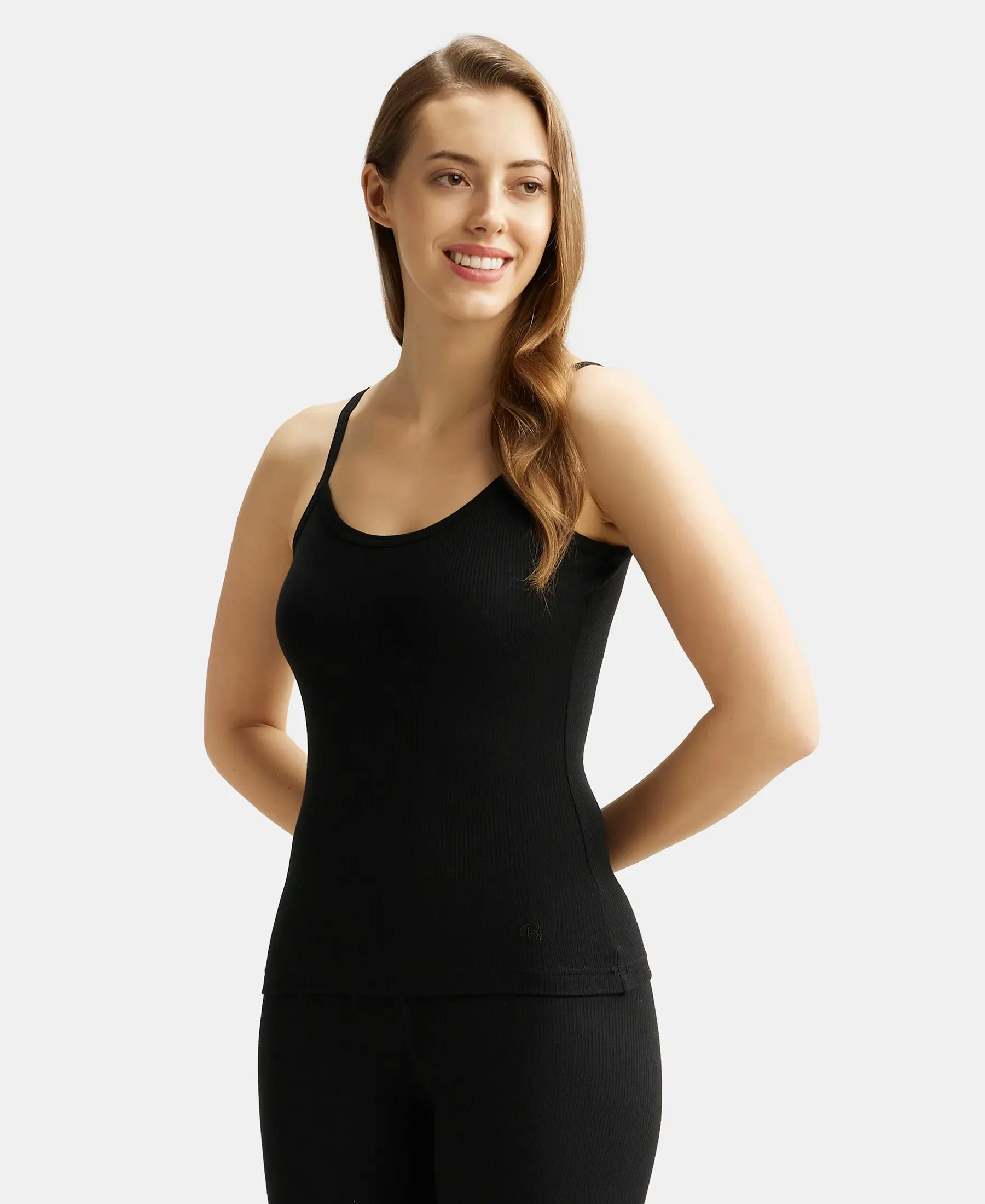 Super Combed Cotton Rich Thermal Camisole with StayWarm Technology - Black