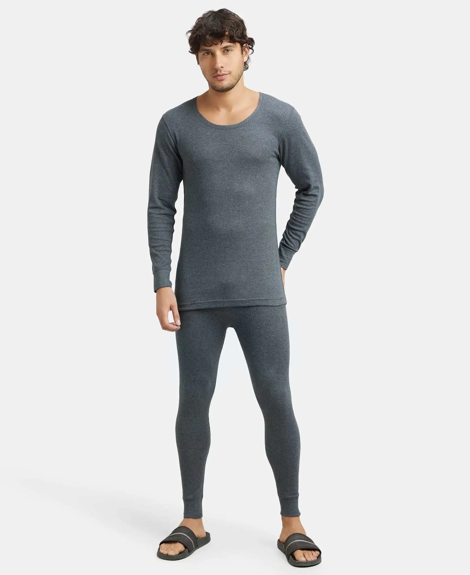 Super Combed Cotton Rich Thermal Long Johns with StayWarm Technology - Charcoal Melange