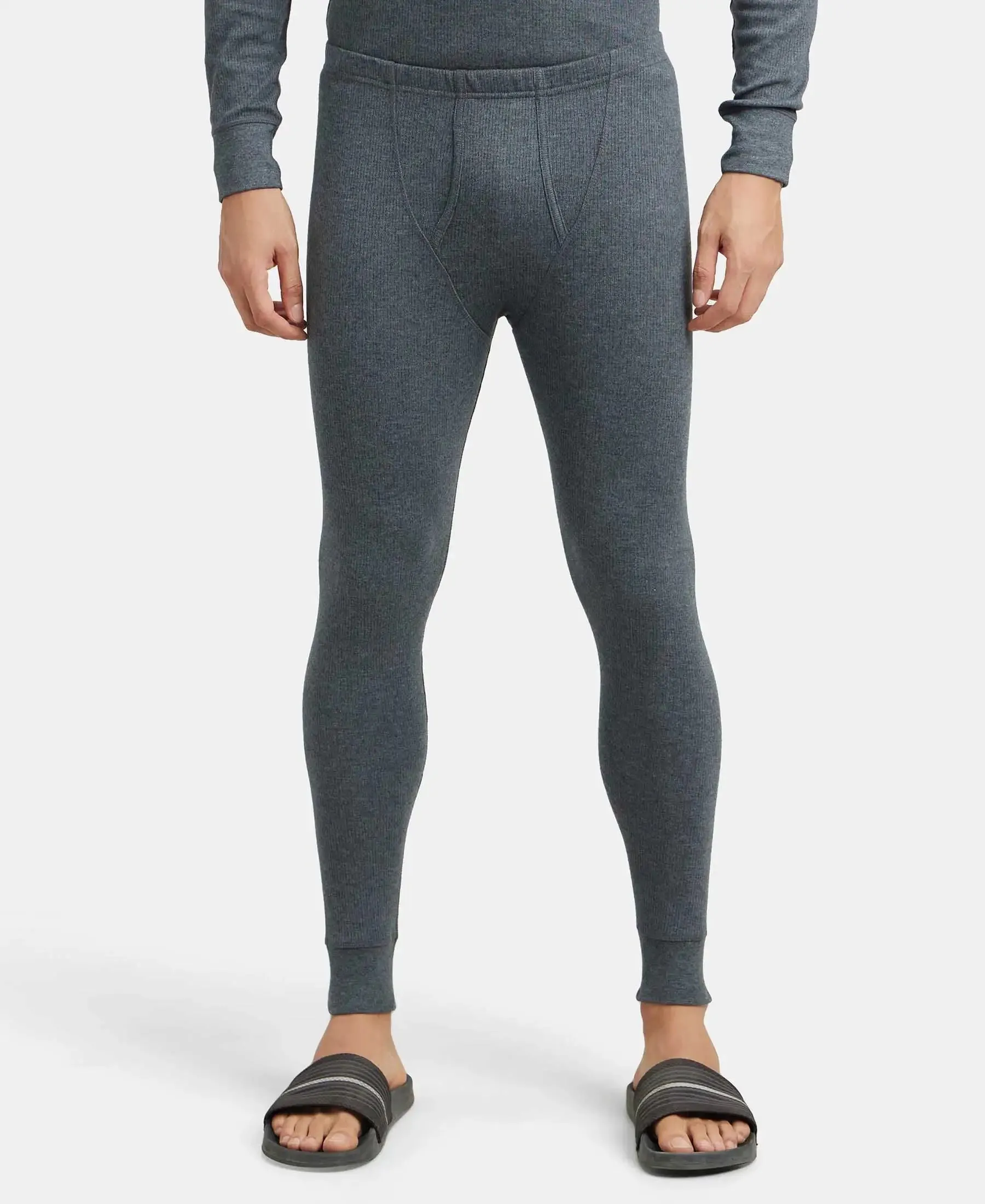 Super Combed Cotton Rich Thermal Long Johns with StayWarm Technology - Charcoal Melange