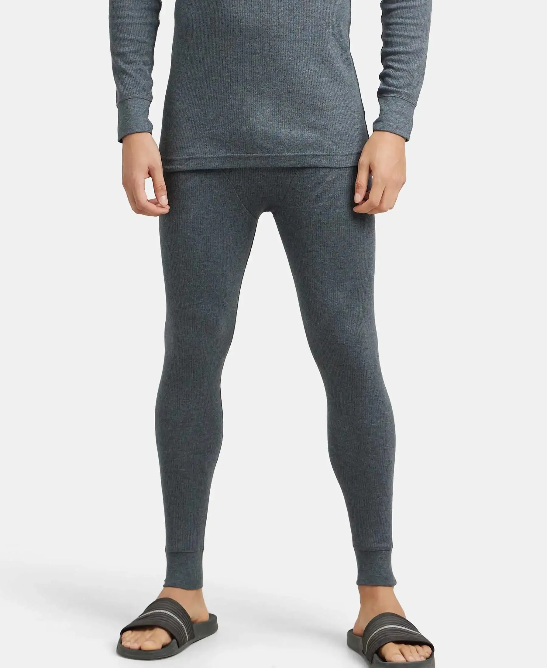 Super Combed Cotton Rich Thermal Long Johns with StayWarm Technology - Charcoal Melange