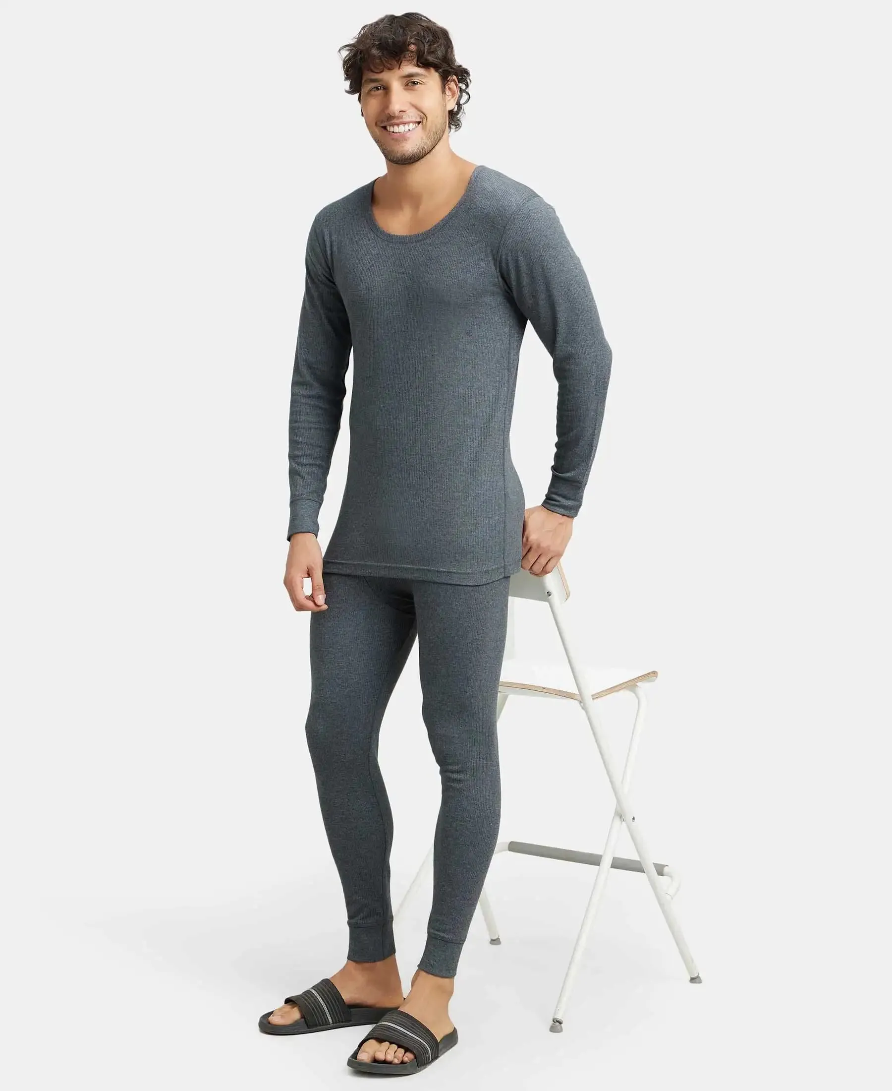 Super Combed Cotton Rich Thermal Long Johns with StayWarm Technology - Charcoal Melange