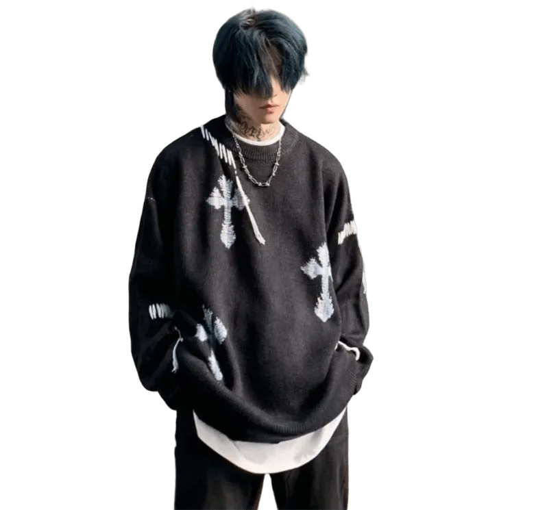 Sweter z krzyżami Y2K UNISEX