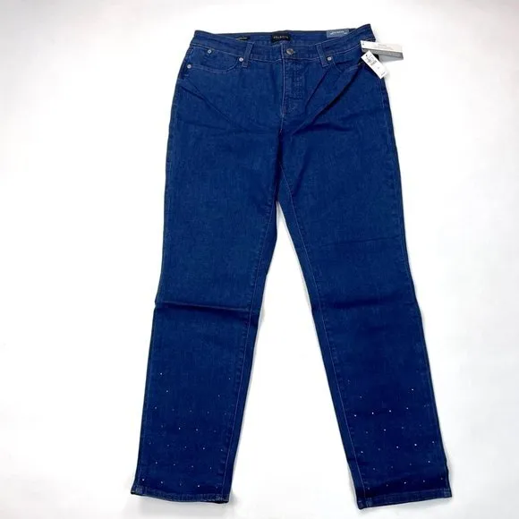 Talbots Embellished Slim Ankle Jeans Women 10 NWT $109‎ Stretch Cotton Pockets