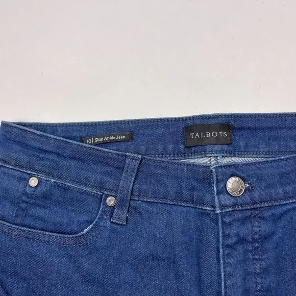 Talbots Embellished Slim Ankle Jeans Women 10 NWT $109‎ Stretch Cotton Pockets