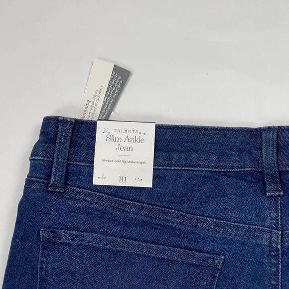 Talbots Embellished Slim Ankle Jeans Women 10 NWT $109‎ Stretch Cotton Pockets