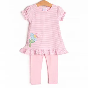 Taste of Spring Applique Legging Set, Pink