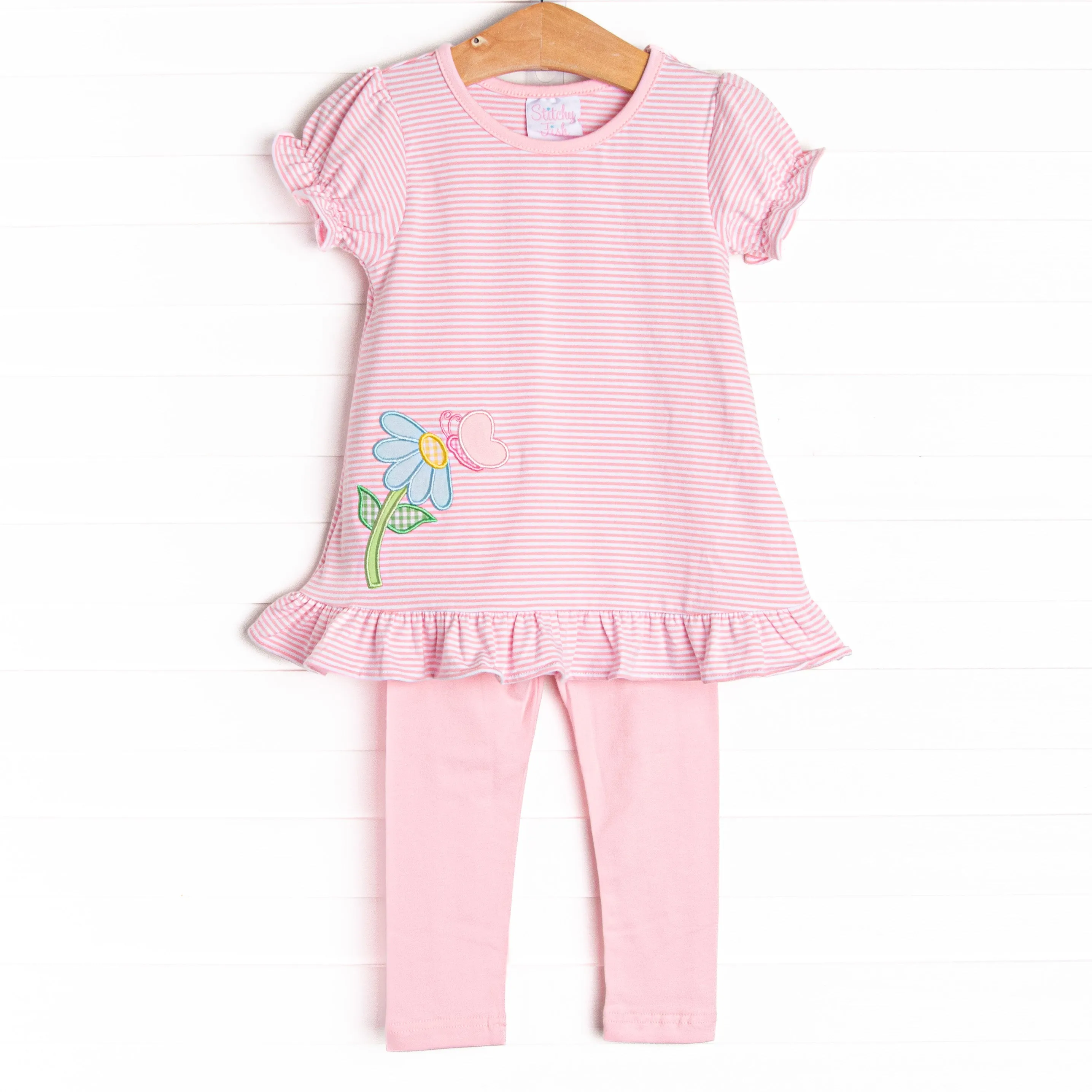 Taste of Spring Applique Legging Set, Pink