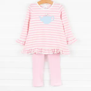 Tea Time Pink Striped Tunic Set