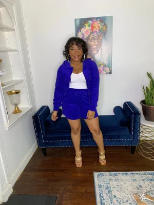 Terry Cloth Short Set- Bright Blue