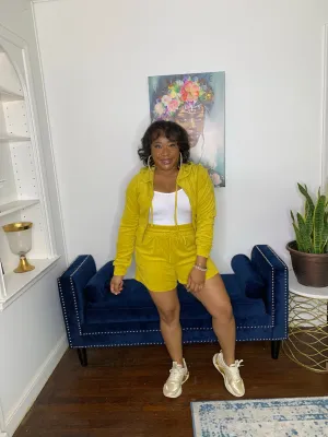 Terry Cloth Short Set- Golden Wasabi