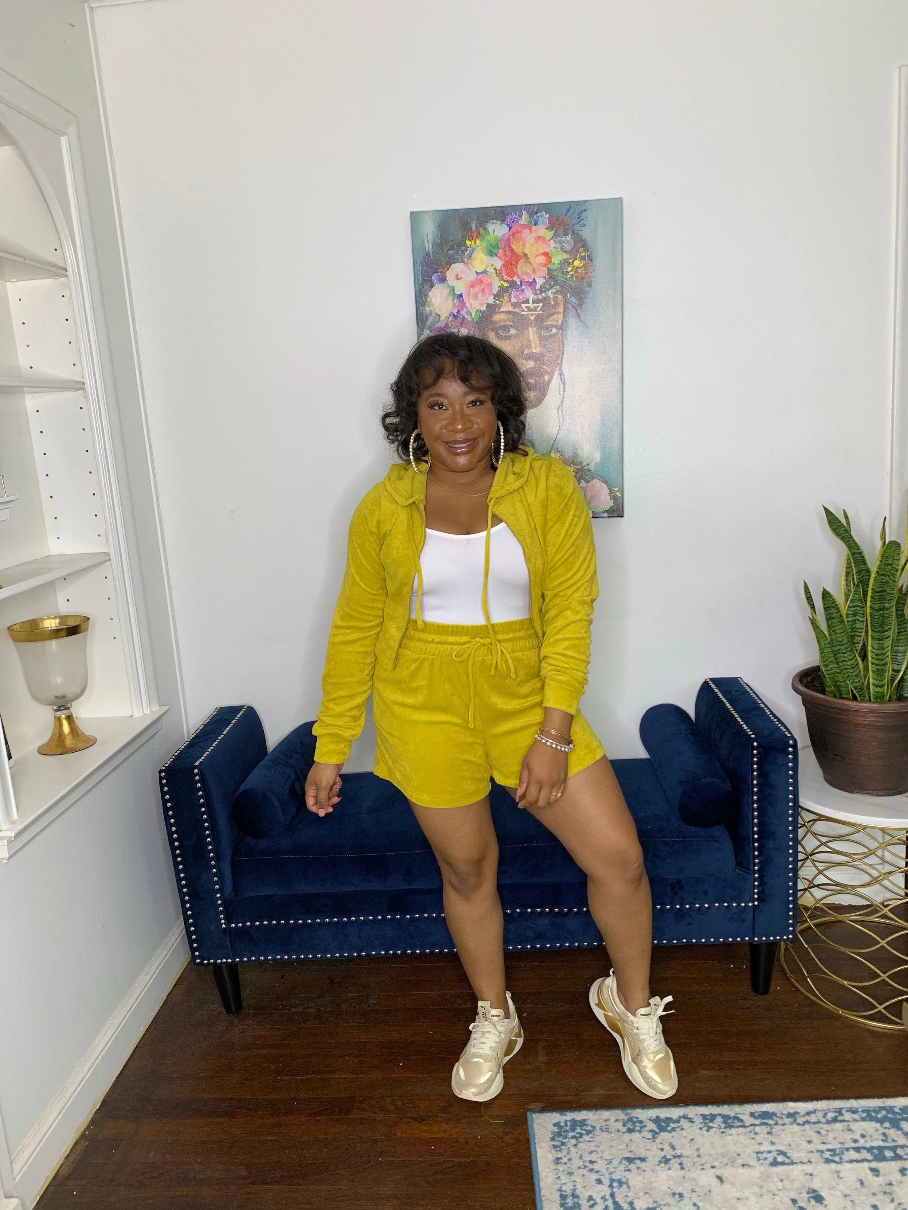 Terry Cloth Short Set- Golden Wasabi