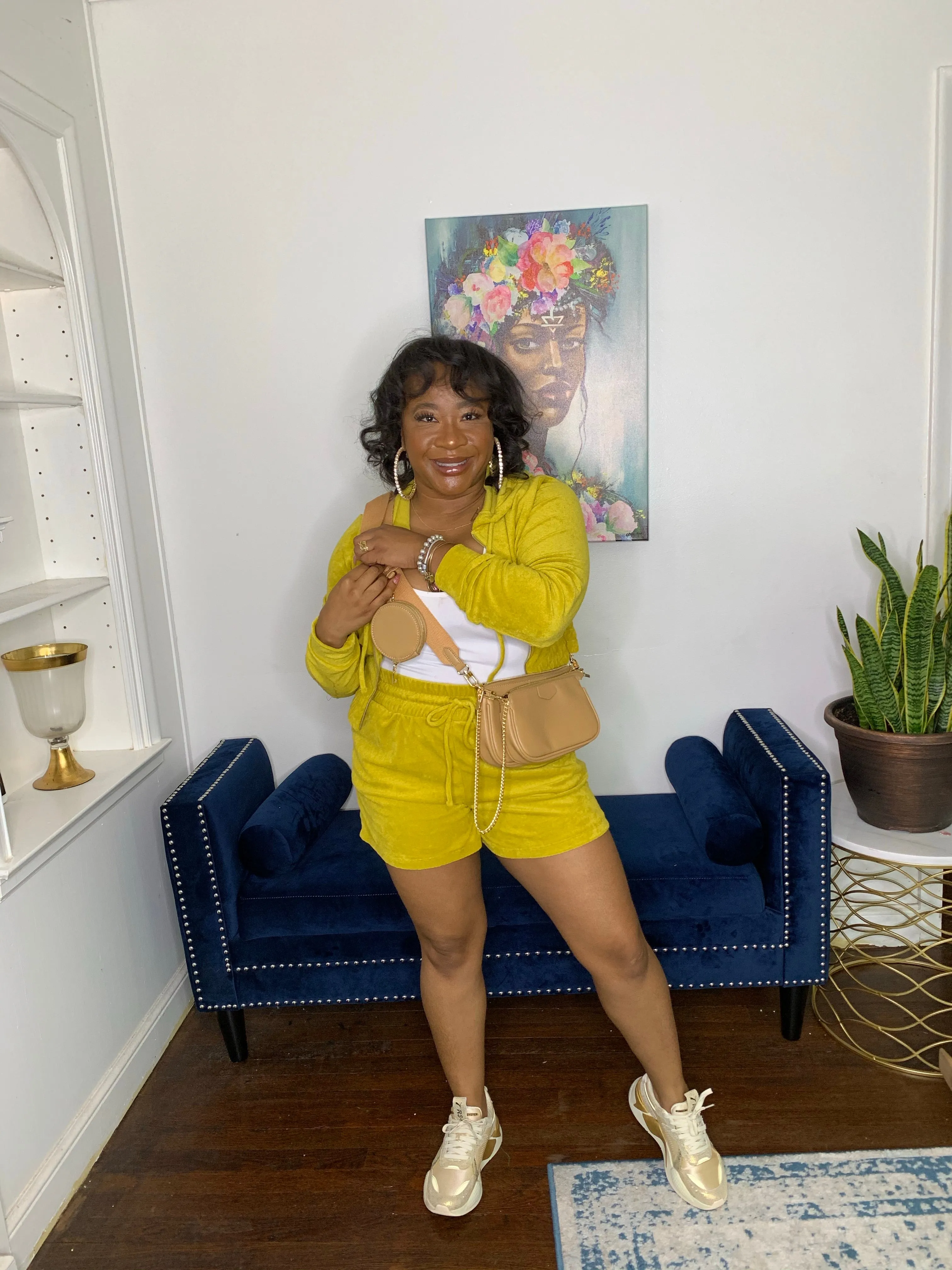 Terry Cloth Short Set- Golden Wasabi