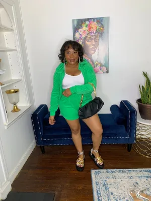 Terry Cloth Short Set- Kelly Green