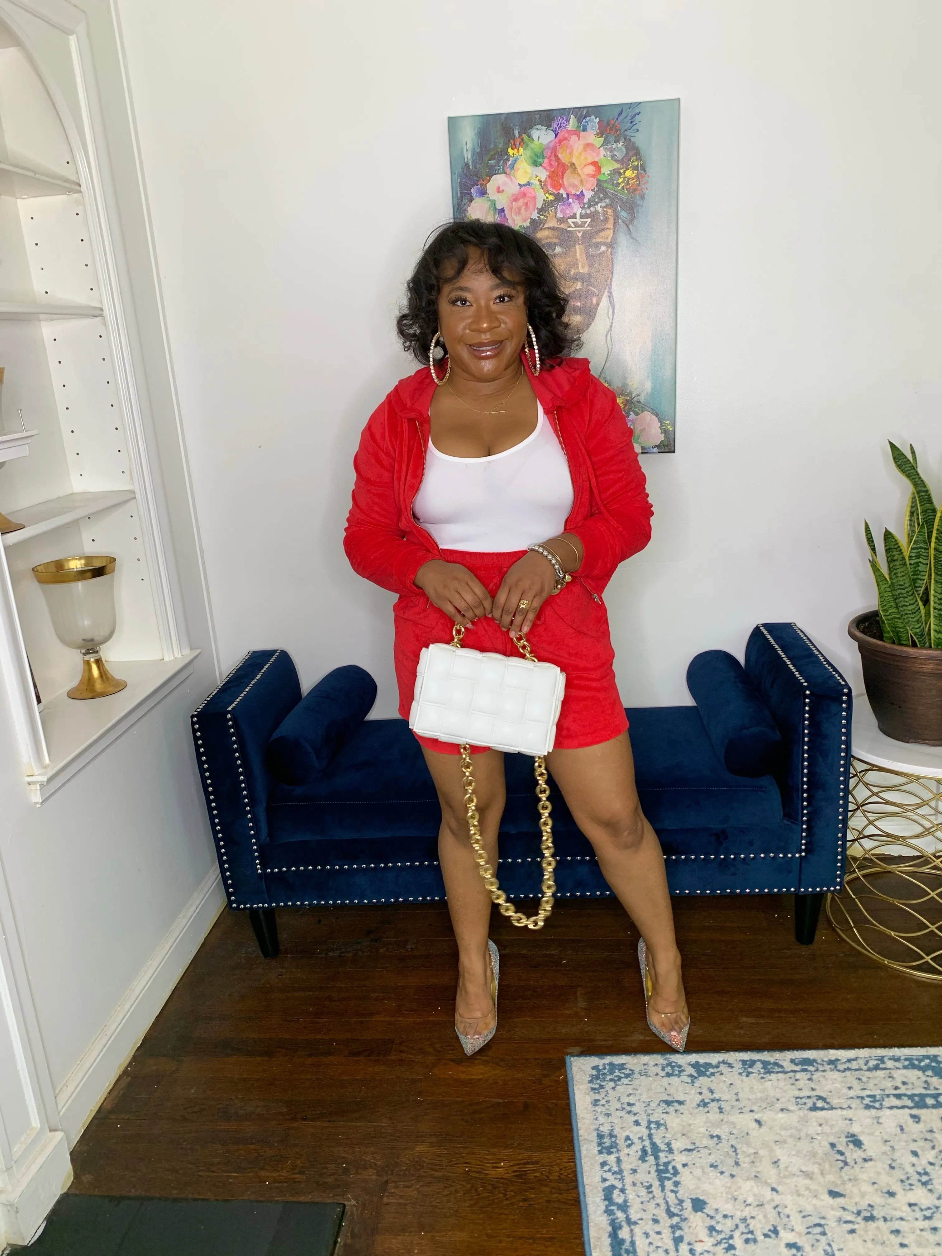 Terry Cloth Short Set- Ruby